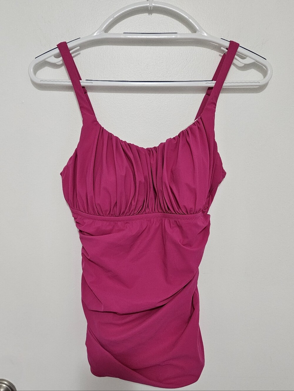 Profile By Gottex Sz 14 Fuchsia Ruched Swim Top Tankini Adjustable Straps